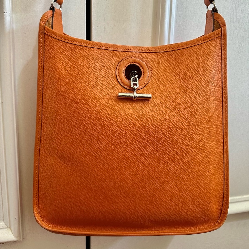 HERMES Vespa PM Epsom Women crossbody Bag Orange USED